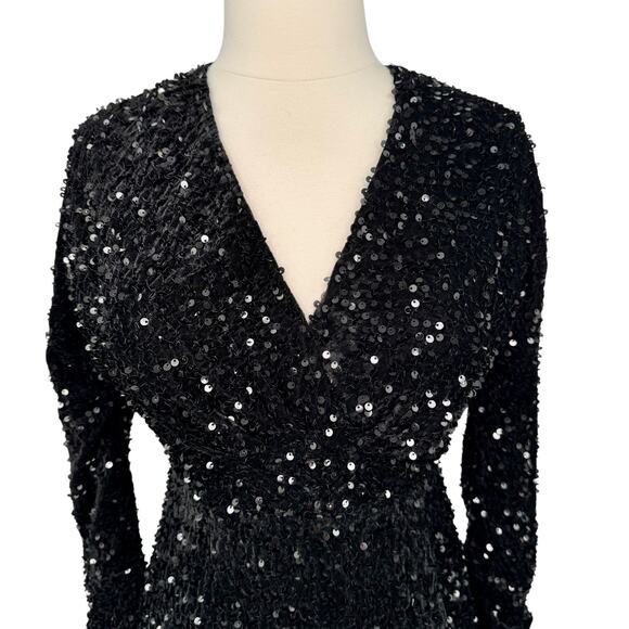 Fashion Nova One and Only Sequin Velvet Gown in Black Size Large NWOT - Picture 5 of 16